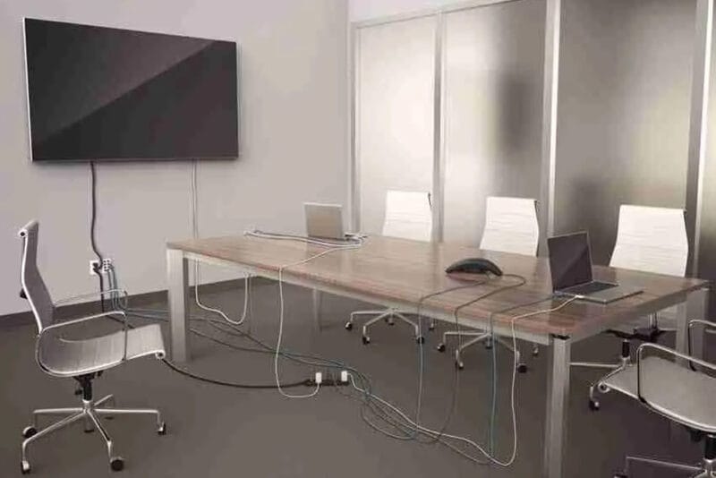 messy conference table